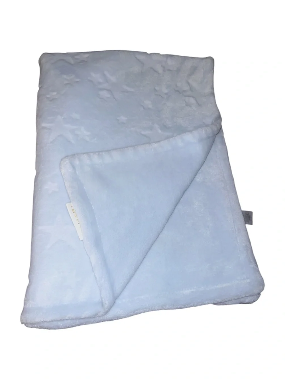 Tahari Light Blue Embossed Stars Baby Blanket Super Soft Fleece Lovey 30x40